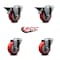 Service Caster 3.5'' Red Poly Wheel Swivel Bolt Hole Caster Set with 2 Posi Lock Brakes, 4PK SCC-BH20S3514-PPUB-RED-PLB-2-S-2 - alternate 3